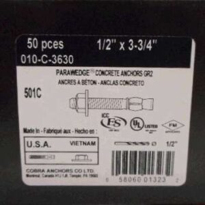 PARA WEDGE ANCHOR 1/2X3-3/4-IN 50PK