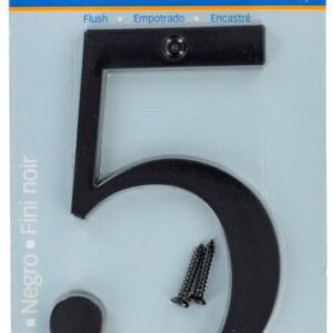 HOUSE NUMBER 5 CHROME BLACK 4 INCH