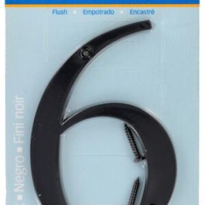 HOUSE NUMBER 6 CHROME BLACK 4 INCH