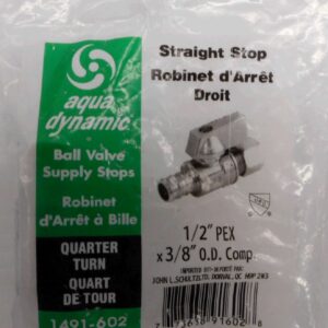 SUPPLY VALVE ANGLE 1/2 PEX X 3/8 OD