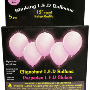 BLINKING LED BALLOON 12-IN PINK 5PK