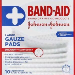 BAND-AID GAUZE PADS LARGE 10X10 CM