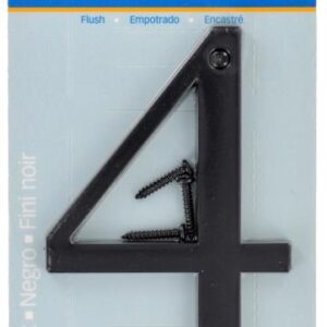 HOUSE NUMBER 4 CHROME BLACK 4 INCH