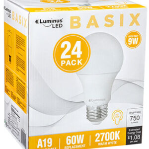 A19 LED BULB SOFT WHITE 9W 24 PK