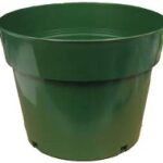 GREEN PLASTIC FLOWER POT 8-IN