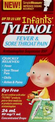 Tylenol Infants Fever Dye-Free 6 x 24ml bottles
