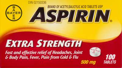 Aspirin Extra Strength 500mg Tablets 100-Count
