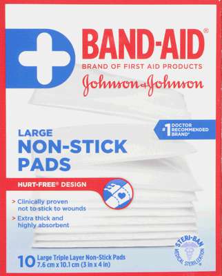 BANDAID NONSTK PADS 7.5CM X10CM