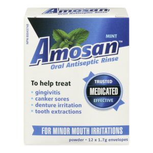 Amosan oral antiseptic rinse 20g — pack of 3 for canker sore relief