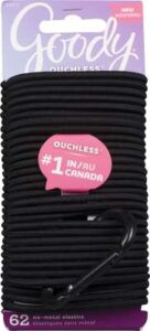GOODY ELASTIC BLCK W/CLP OUCHLESS