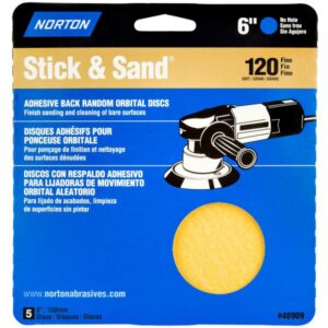 STICK & SAND DISC 120 GRIT 6IN 5 PK
