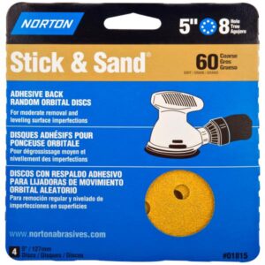 STICK & SAND DISCS 60 GRIT 5IN 4PK