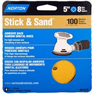 STICK & SAND DISCS 100 GRIT 5IN 4PK