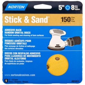 STICK & SAND DISCS 150 GRIT 5IN 5PK