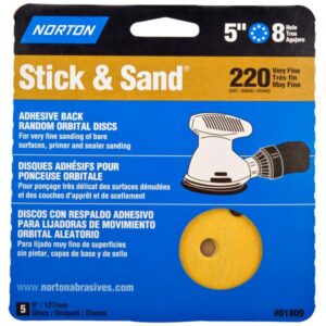 STICK & SAND DISCS 220 GRIT 5IN 5PK