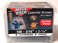 CONCRETE SCREW HEX 3/16X2-1/4 100PK