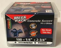 CONCRETE SCREW HEX 1/4X2-3/4 100PK
