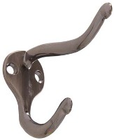 HAT AND COAT HOOK PEWTER 2 PACK