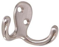 DOUBLE HOOK SATIN NICKEL 2 PACK