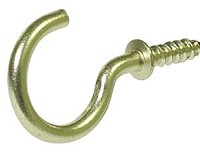 CUP HOOK BRASS 1-IN 4 PACK