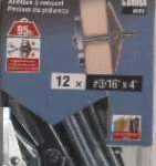 SPRING TOGGLE BOLT 3/16 X 4IN 12PK