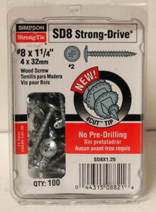 SDS WOOD SCREW #8 X 1 1/4-IN 100 PK