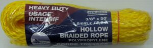 POLY ROPE HOLLOW YELLOW 3/8IN 50FT