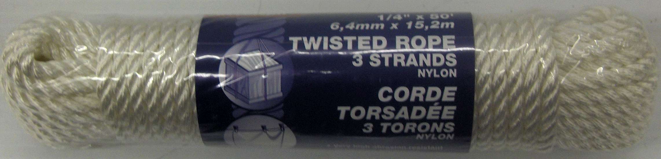 NYLON ROPE TWISTED 1/4-IN X 50-FT