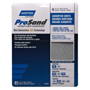 SANDING SHEET ASSORTED GRIT 4 PACK