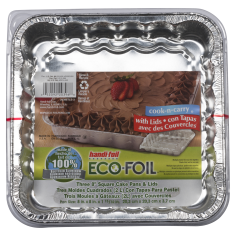 FOIL CAKE PAN & LID SQUARE 8-IN 3PK