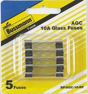 GLASS FUSE BP/AGC-10-RP 10 AMP 5 PK