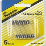GLASS FUSE BP/AGC-15-RP 15 AMP 5 PK