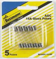 GLASS FUSE BP/AGC-15-RP 15 AMP 5 PK