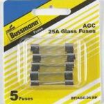 GLASS FUSE BP/AGC-25-RP 25 AMP 5 PK