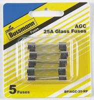 GLASS FUSE BP/AGC-25-RP 25 AMP 5 PK