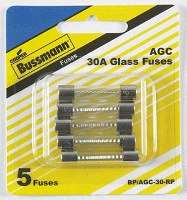 GLASS FUSE BP/AGC-30-RP 30 AMP 5 PK