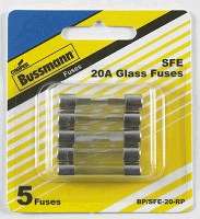 GLASS FUSE BP/SFE-20-RP 20 AMP 5 PK