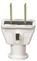 RUBBER 2 WIRE PLUG WHITE 15 AMP