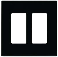 SCREWLESS WALL PLATE 2 GANG BLACK