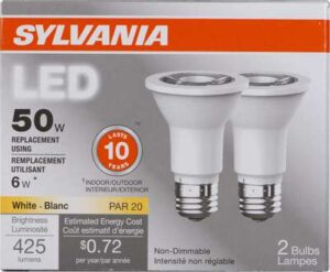 PAR20 LED BULB SOFT WHITE 6W 2 PACK