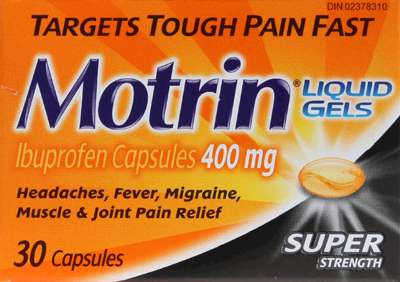 Motrin Liquid Gel 400mg bottle