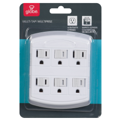 WALL TAP 6 OUTLET U-GROUND WHITE