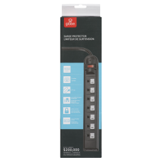 SURGE PROTECTOR 7 OUTLET BLACK 4-FT