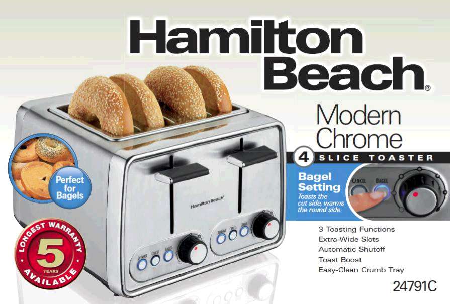 TOASTER 4 SLICE MODERN CHROME