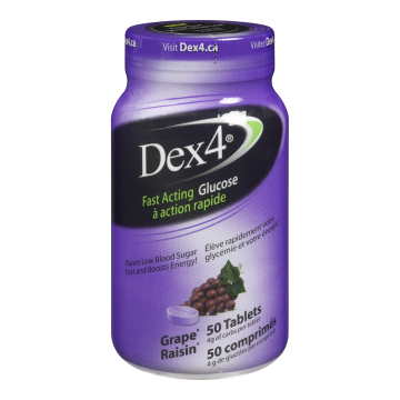 Dex4 glucose tablets grape flavour — 50-count bottle