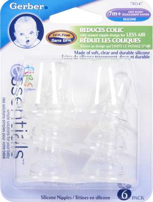 Gerber Silicone Fast Flow Nipple 6-Pack