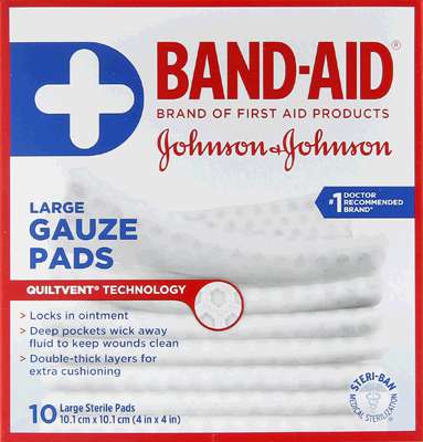 BAND-AID GAUZE PADS LARGE 10X10 CM
