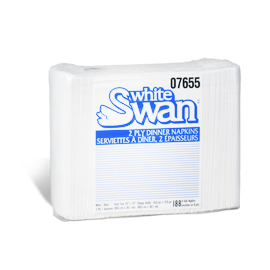 WHITE SWAN DINNER NAPKIN 2PLY/8FLD