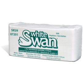 WHITE SWAN BEV NAPKIN   1 PLY/4FD