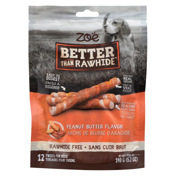 TWISTS FOR DOGS PEANUT BUTTER 12 PK